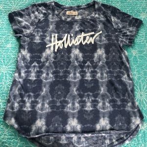 Hollister Logo Blue and White Tie-Dye Tee